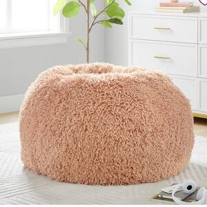 NEW Pottery Barn Teen Faux Fur Mongolian Beanbag Slipcover Pink Large